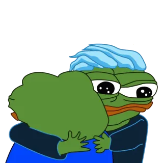 💙 ddea9cf5 Pepe the Frog pepe, frog, hug, cute, wholesome, emoticon, meme telegram sticker
