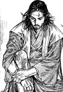 β 2f052880 Miyamoto Musashi Vagabond manga, samurai, vagabond, musashi, warrior telegram sticker