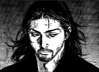 β 32daeb7e Miyamoto Musashi Vagabond samurai, manga, sword, historical, japan telegram sticker