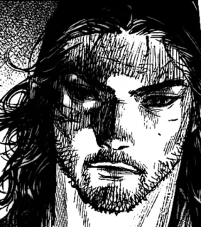 β 5940dea5 Miyamoto Musashi Vagabond samurai, warrior, sword, manga, vagabond, musashi telegram sticker
