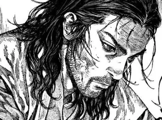β 79360ca2 Miyamoto Musashi Vagabond manga, samurai, sword, warrior, japanese telegram sticker
