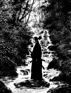 β 7ac18c14 samurai, sword, forest, manga, japanese, river, waterfall telegram sticker