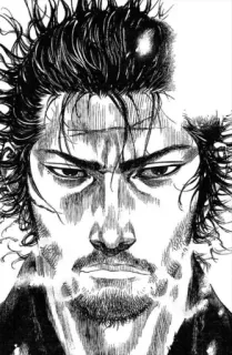 β 90cd50d2 Miyamoto Musashi Vagabond musashi, miyamoto, vagabond, manga, samurai, swordsman telegram sticker