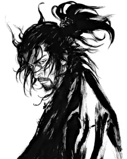 β 9a24e621 Miyamoto Musashi Vagabond samurai, warrior, sword, martial arts, manga telegram sticker