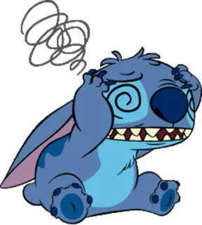 😖 014d206c Stitch Мультфильм, Кружится голова, Дезориентирован, Уставший, Стич, Лило и Стич, Дисней telegram sticker