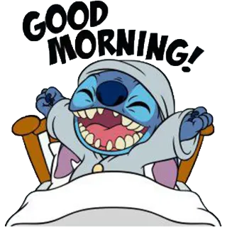 😇 4817cdec Stitch GOOD MORNING! Стич, Доброе утро, Дисней, Мультфильмы telegram sticker