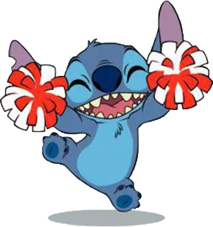 👯 86e46124 Stitch Стич, Дисней, Персонаж, Инопланетянин, Чирлидер, Помпоны telegram sticker