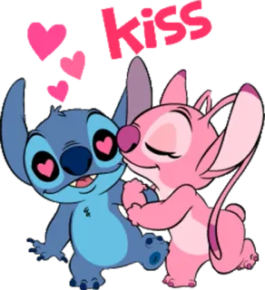 💑 f732916e Stitch KISS Стич, поцелуй, любовь, анимация, милый telegram sticker