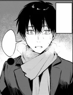 🤠 f4cc2dcb 애니메이션, 만화, 인물사진, 무서운, 남자, 겨울, 스카프, 일러스트 telegram sticker