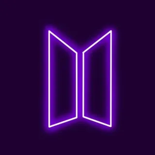 💜 7dfac37f BTS, K-pop, morado, neón, logo, icono whatsapp sticker