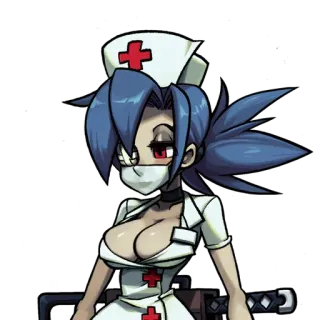 🌡 34e90940 Valentine Skullgirls infirmière, animé, jeu vidéo, médical, personnage whatsapp sticker