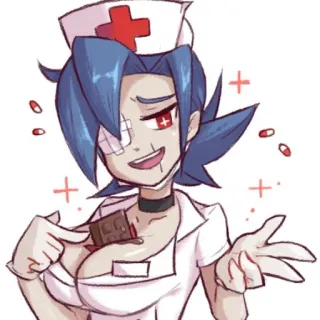 🌡 90676191 Valentine Skullgirls Anime, Infirmière, Skullgirls, Jeu vidéo, Saint-Valentin whatsapp sticker