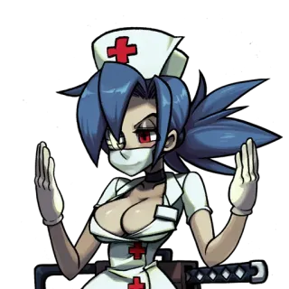🌡 fdc60934 Valentine Skullgirls skullgirls, infirmière, valentine, animé, jeu vidéo, jeu de combat whatsapp sticker