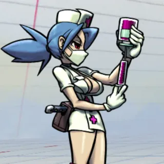 🌡 ff8368ca Valentine Skullgirls Anime, Dessin animé, Infirmière, Seringue, Sang, Arme whatsapp sticker