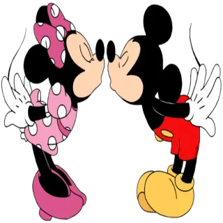 💋 2b98ac20 Mickey Mouse Микки Маус, Минни Маус, мультфильм, поцелуй, Дисней, любовь, пара whatsapp sticker