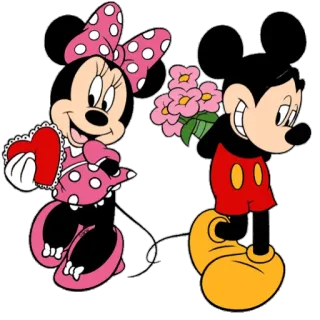 💖 3e0b0b48 Minnie Mouse мультфильм, Минни Маус, Микки Маус, Дисней, любовь, сердце, мультяшные герои, цветы whatsapp sticker