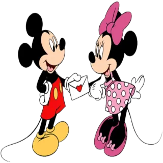 💌 69b0157a Mickey Mouse Микки Маус, Минни Маус, Дисней, Мультфильм, Любовь, Сердце, Конверт whatsapp sticker
