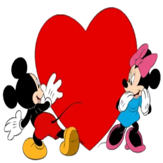 ❤️ 6aa3acb7 Mickey Mouse Микки Маус, Минни Маус, сердце, мультфильм, любовь, Дисней whatsapp sticker