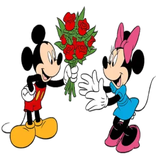 💐 b6d9209f Mickey Mouse Микки Маус, Минни Маус, Дисней, мультфильм, розы, любовь, дружба, подарок whatsapp sticker