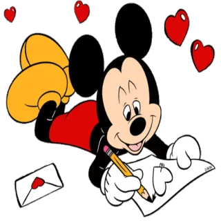 📝 e6981133 Mickey Mouse Микки Маус, мультфильм, сердечки, любовь, письмо, письмо whatsapp sticker