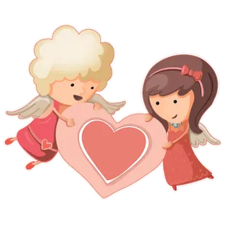 😍 6cb8f6d5 thiên thần, trái tim, tình yêu, Ngày Valentine, hoạt hình telegram sticker