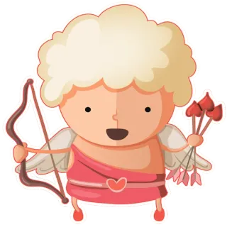 😘 940e7d20 Cupid thần tình yêu, tình yêu, lễ tình nhân, mũi tên, cung, trái tim, thiên thần telegram sticker