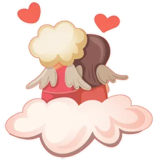 😍 bc784769 tình yêu, thiên thần nhỏ, trái tim, mây, đôi cánh, thiên thần, tình bạn telegram sticker