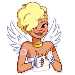 👍 87d92e21 천사, 만화, 캐릭터, 엄지 척, 날개, 좋음, 긍정적 telegram sticker