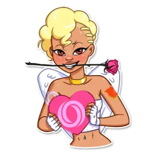💝 882cd571 큐피드, 발렌타인 데이, 사랑, 장미, 하트, 천사, 로맨스, 만화 telegram sticker