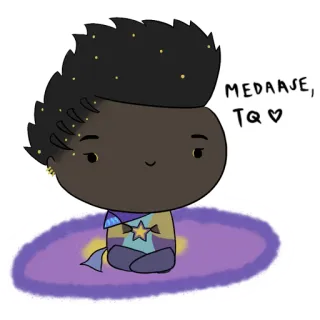 ☺️ 4a71b8aa MEDAAJE, TQ ♡ Cartoon, Kawaii, Charakter, Süß, Stern, Sitzend telegram sticker