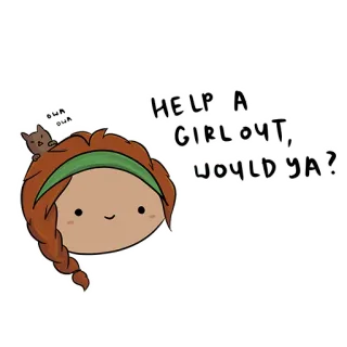 😊 866136cc HELP A GIRL OUT, WOULD YA? Cartoon, Hilfe, Mädchen, Anfrage, Kawaii, Süß, Illustration telegram sticker