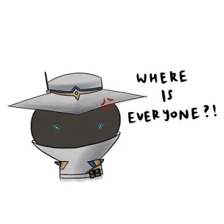 🤬 c0610866 WHERE
IS
EVERYONE?! Roboter, Cartoon, Frage, genervt, Hut, weiß telegram sticker