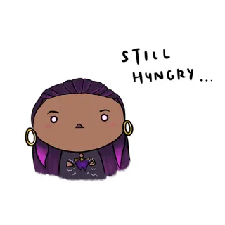 😔 da9a5c8e STILL HUNGRY... hungrig, Cartoon, süß, Essen, Gesichtsausdruck, Kunst, Sticker telegram sticker