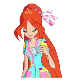 ☕️ 1c992eae Bloom Winx Club cartoon, animated, Winx Club, Bloom, fairy, character telegram sticker
