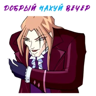 😬 9af0d954 ДОБРЫЙ НАХУЙ ВЕЧЕР character, russian, insult telegram sticker