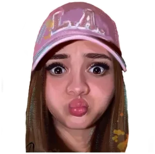 😗 46045c58 LA girl, hat, portrait, face, kiss whatsapp sticker