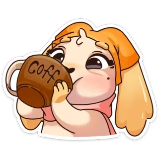☕️ 452ae20a Coff chien, chiot, café, boisson, mignon, kawaii, autocollant telegram sticker
