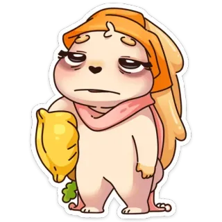 😴 5de95dc7 Dessin animé, Animal, Sommeil, Fatigué, Citron, Mignon, Triste telegram sticker