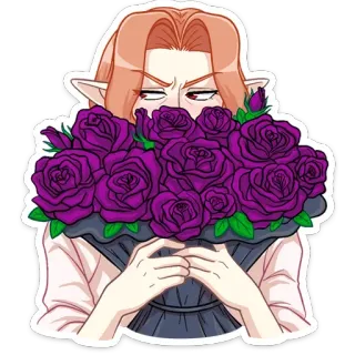 💐 4ca127dd elfo, rose, bouquet, fiori, personaggio telegram sticker