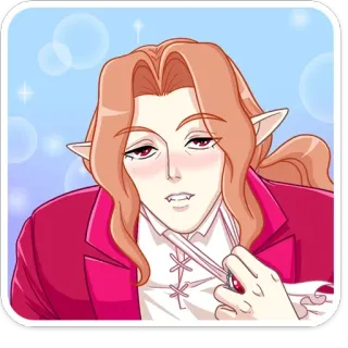 😠 87881c94 Vampiro, Anime, Carino, Zanne, Orecchie da elfo, Cartone animato, Maschio telegram sticker