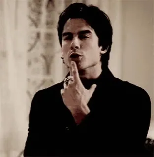 🩸 0ad5f974 Damon Salvatore The Vampire Diaries Shh 뱀파이어, 티비, 능글, 쉿, 조용 telegram sticker