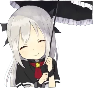 😊 9f3bdcb9 动漫, 女孩, 可爱, 伞 telegram sticker