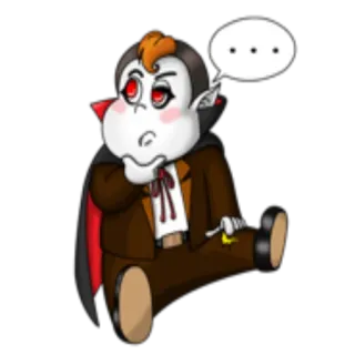 🤔 106e3160 ... vampire, halloween, monster, cartoon, cute, thought bubble telegram sticker