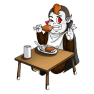 🍔 a8a80cf7 vampire, cartoon, food, eating, monster, humor, fantasy telegram sticker