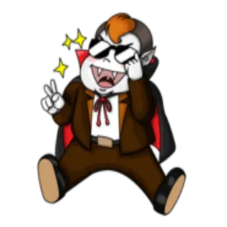 😎 a9394398 vampire, cartoon, peace sign, fangs, halloween, cute, sticker telegram sticker