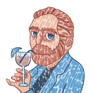 🍸 d7b62669 Vincent van Gogh 반 고흐, 화가, 그림, 칵테일, 음료, 초상화 telegram sticker