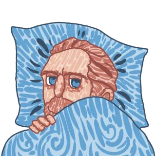 😴 e2745f3c Vincent van Gogh 빈센트 반 고흐, 화가, 수면, 침대, 초상화, 그림 telegram sticker
