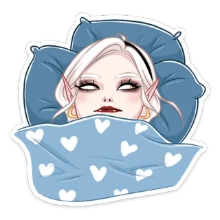 😴 9551f823 elf, sleeping, bed, cartoon, blanket, pillow telegram sticker
