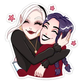 🤗 b22827be cartoon, women, hug, friendship, illustration telegram sticker