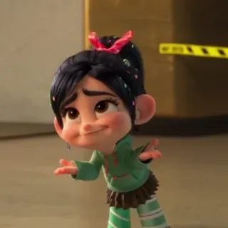 👾 be7fab52 Vanellope von Schweetz Wreck-It Ralph 云妮洛普, 迪士尼, 无敌破坏王, 卡通人物, 可爱, 女孩, 微笑 telegram sticker